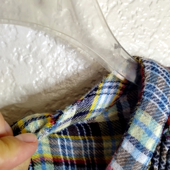 Free People Come On Over Plaid Pleated Oversized Button Up Top Blouse Sz M - Picture 7 of 10